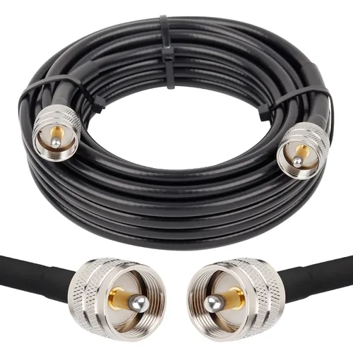 Vista 24 de MOOKEERF RG8x Cable de puente 1 pie, paquete de 2 PL259 Cable coaxial CB de puente 50 Ohm, extensión de antena CB de baja pérdida UHF PL259 macho a
