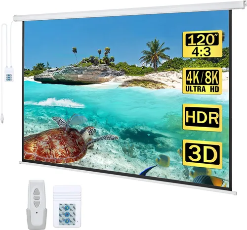 Vista 9 de Kayle Pantalla de proyector motorizada de 110 pulgadas, pantalla de proyección automática diagonal eléctrica, pantalla de películas HD para cine