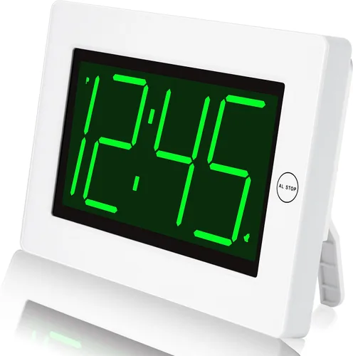 Vista 10 de KWANWA Reloj Despertador, Reloj de Pared, Reloj Digital, Pantalla LED de 3 Pulgadas, Funciona con Pilas, Brillo Ajustable, Modo Nocturno Automático