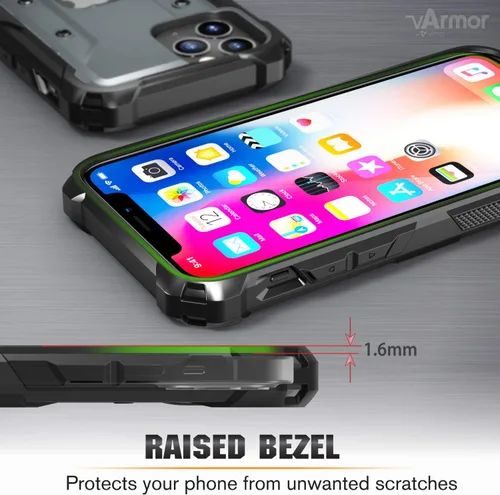 Vista 7 de Vena vArmor - Funda resistente compatible con Apple iPhone 12 / iPhone 12 Pro (6.1 pulgadas) (protección contra caídas de grado militar), funda Gris