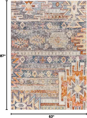 Vista 2 de Livabliss Ashens - Alfombra rústica, 5.3 x 7.3 pies, color mezclilla Azul (Denim)