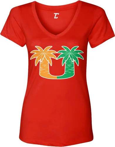 Vista 6 de Palm Trees - College Sports Miami - Camiseta con cuello en V para mujer Negro