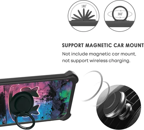 Vista 4 de Aroepurt Funda compatible con Nothing Phone 2a Phone Case Cover [PC duro + silicona suave] [soporte de anillo] [efecto luminoso] YGH-BQ