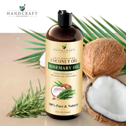 Vista 4 de Handcraft Blends Aceite de Coco Fraccionado Infundido con Romero - 8 Fl Oz - 100% Puro y Natural - Grado Premium Aceite Portador para Piel, Cabello