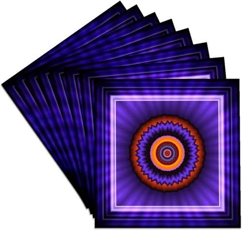 Vista 9 de 3dRose CST_24846_3 Mandala 12 Azul Rojo Oro Brillante Energía Energía Energía Meditación-Cerámica Posavasos Juego de 4