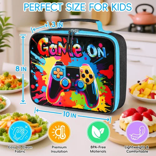 Vista 2 de Lonchera para niños, bonita bolsa de almuerzo aislada para niños, lonchera escolar impermeable, regalo para adolescentes y adultos, bolsa