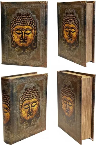 Vista 2 de Buda - Caja decorativa de cuero para libros, libro secreto