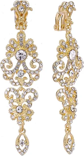 Vista 11 de Pendientes de araña con diamantes de imitación para novias, dorados/plateados Pendientes A-Clear Pin