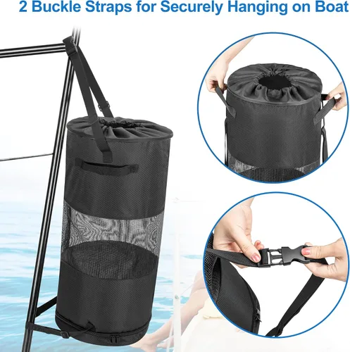 Vista 4 de Fasrom Bolsa de basura para barco con cremallera inferior para una fácil eliminación, color negro (solo bolsa vacía, diseño patentado)