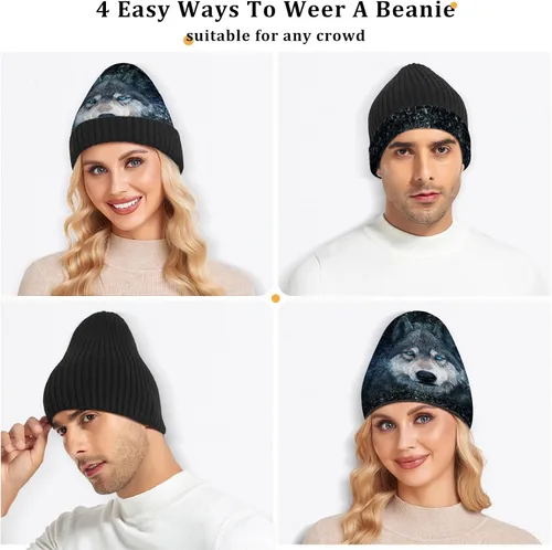 Vista 2 de ALAZA Gorro de invierno reversible para mujer y hombre, gorro de punto de calavera reversible
