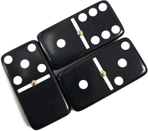 Vista 6 de Marion & Co. Dominó Doble Seis 6 Azulejos Negros Tamaño Jumbo de Torneo Profesional con Giradores en Bolsa Elegante de Terciopelo Negro