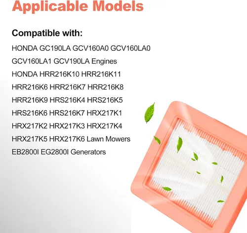 Vista 6 de 17211-Z8B-901 17211-zl8-023 Filtro de aire para Honda GCV160LAO GCV190LA GC190LA HRR216 HRB216 HRB217 HRC216 HRS216 HRT216 HRX217 HRC216 RZ216