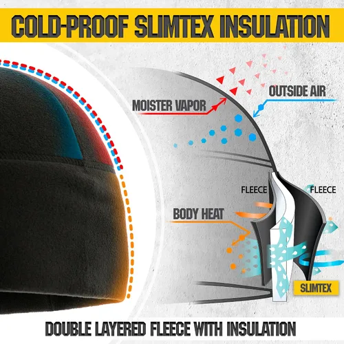 Vista 3 de M-Tac Gorra de reloj de forro polar - Gorro táctico de invierno con Slimtex