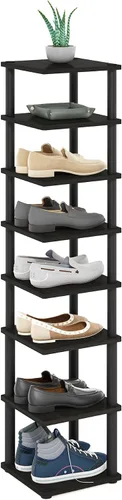 Vista 15 de Furinno Zapatero vertical compacto, organizador de zapatos estrecho de 8 niveles, almacenamiento de zapatos independiente, estante de zapatos
