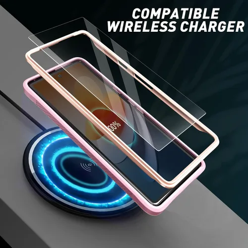 Vista 7 de URBANITE Funda protectora resistente a prueba de golpes para Google Pixel 7, de grado militar, con protector de pantalla y soporte (rosa)