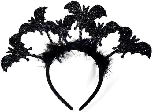 Vista 2 de 3 diademas de murciélago negro de Halloween + 3 diademas de araña, tocado de Halloween, cosplay, fiesta, accesorio para adultos, niños, mujeres