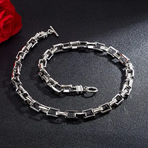 Vista 5 de Dankadi Collar de cadena de eslabones Rolo de plata de ley 925 maciza para hombre, cadena cubana gruesa de 0.354 in y 0.394 in, gargantilla grande