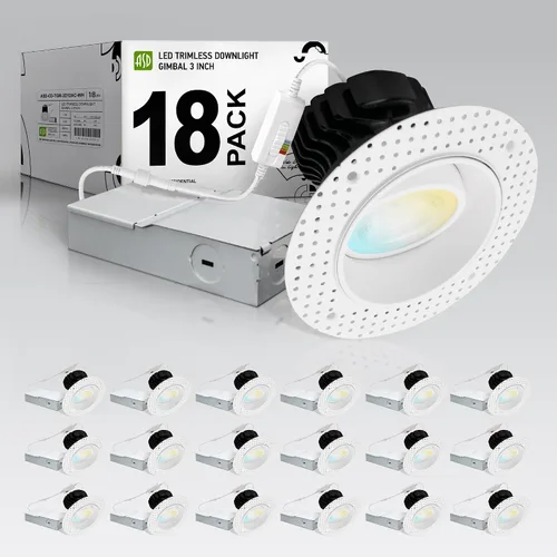 Vista 12 de ASD Sin moldura de 2 pulgadas de luces LED empotradas, 8W 120V redondas para uso comercial, luces regulables sin lata para techo con caja