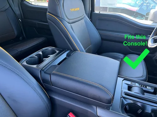 Vista 5 de Car Console Covers Plus Hecho a Mano en EE.UU. Diseñado para Ford F150 2021-2025 Modelos Selectos con Superficie de Trabajo para Computadora SOLO