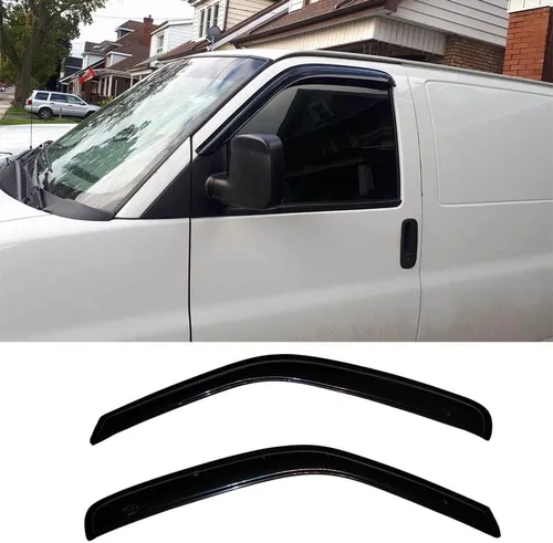 Vista 19 de Viseras laterales cromadas para ventana, deflector de ventilación de viento para Chevry Colorado/GMC Canyon Crew Cab 2004-2012, 4 piezas de montaje