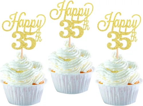 Vista 15 de Paquete de 24 adornos para cupcakes con purpurina número 15, quince cumpleaños, decoración para cumpleaños de 15 años, suministros de fiesta de Negro