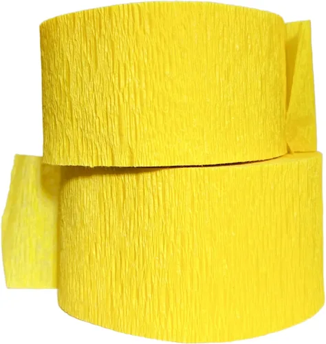 Vista 9 de Serpentinas de papel crepé rojo y dorado amarillo (2 rollos de cada color) Fabricadas en Estados Unidos