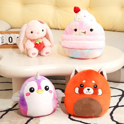 Vista 3 de Almohada de peluche para niños y niñas, 12 Plush Stuffed Gift Pillow Animals for Kids Boys Girls 12 Macaron Original Plushie Cupcake Pink Ice