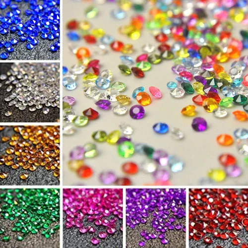 Vista 5 de 10000 cristales acrílicos con diamantes de confeti dispersos para boda, mesa de dispersión de boda, decoración del hogar, relleno de jarrón