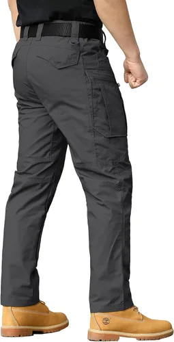 Vista 3 de CARWORNIC Pantalones tácticos ligeros para hombre, pantalones cargo militares, resistentes al agua, para senderismo, trabajo