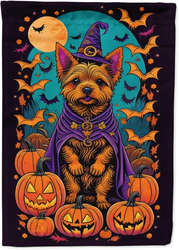 Vista 9 de Caroline's Treasures DAC1466GF - Bandera decorativa para jardín de Halloween de Affenpinscher Witchy para jardín, decoración para patio exterior
