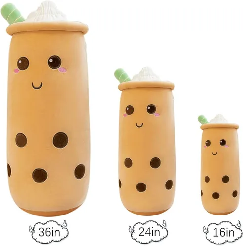 Vista 2 de Rexinc - Lindos peluches Boba, peluche Boba de felpa larga, almohada de peluche de burbujas de té, animal de peluche para regalo para niños