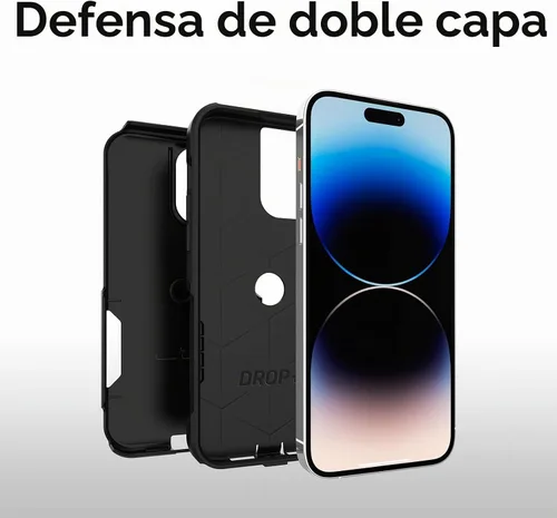 Vista 3 de OtterBox Funda para iPhone 14 Pro Max Commuter Series, negra, delgada y resistente, apta para bolsillo, con protección de puerto