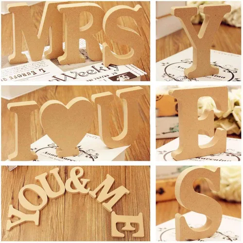 Vista 4 de Letras de madera de la A a la Z independientes para colgar del alfabeto decorativo, regalo de boda, estantería de oficina en casa, decoración