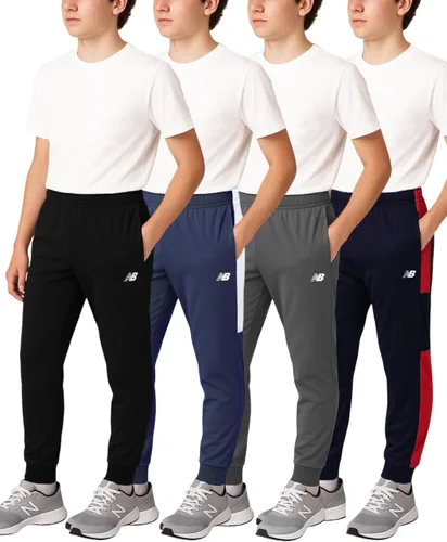 Vista 2 de New Balance Pantalones deportivos para niño Paquete de 4 pantalones deportivos de tricot Pantalones deportivos de rendimiento con bolsillos