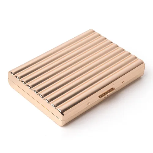 Vista 17 de Elegante, moderna y minimalista pitillera de metal - Capacidad para 10 cigarrillos de 100mm - Perfecta para mujeres - Diseño de metal ligero