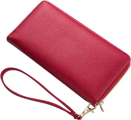 Vista 4 de Cartera de pulsera para mujer con soporte para teléfono celular con cremallera alrededor del bolso