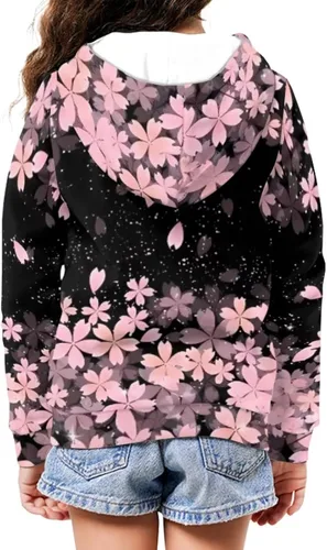 Vista 5 de Lindas sudaderas con capucha y cremallera para niñas adolescentes, ropa de otoño gráfica, sudaderas de 6-16 años