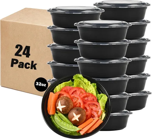 Vista 10 de LOKATSE HOME Recipientes redondos de 32 onzas con tapas, paquete de 150 unidades, caja Bento para almacenamiento de alimentos, microondas