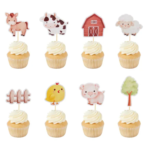 Vista 10 de 1 decoración para pastel de cumpleaños con diseño de vaca, animales de granja, decoración de pastel de vaca para temática de vaca, baby shower
