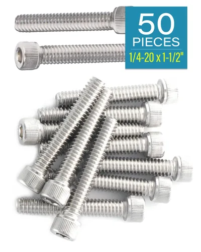 Vista 2 de IMScrews Tornillos para máquina con tapa de enchufe, acero inoxidable 304 1/4-20 x 1-1/2 pulgadas, paquete de 50