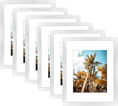Vista 135 de Frametory, Marco de fotos de 11 x 14 pulgadas con paspartú para fotos de 8 x 10 pulgadas, moldeado ancho de vidrio de alta definición, accesorios