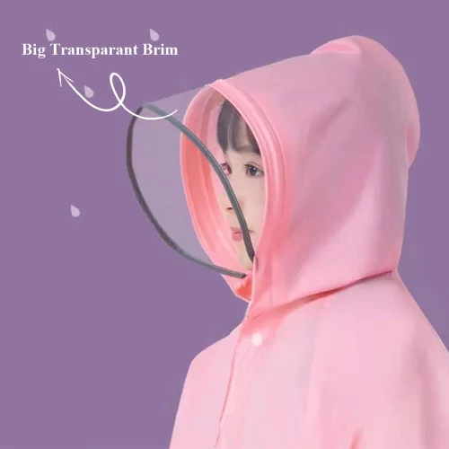 Vista 4 de SUFEINI Chubasquero para niños, traje de lluvia para niños de 6 a 13 años, para niños y niñas, con dibujos animados 3D, chaqueta impermeable