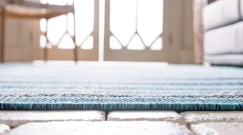 Vista 4 de Unique Loom Alfombra de la colección tradicional para exteriores, antigua (4 pies 1 pulgada, redonda, verde azulado/gris)