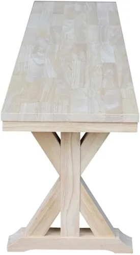 Vista 5 de International Concepts - Banco de entrada de madera maciza sin terminar de 60 pulgadas con superficie de bloque de carnicero, asiento de banco
