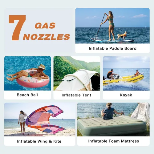 Vista 7 de CYCPLUS Bomba de paddleboard recargable de 20 PSI, inflado rápido inteligente de doble etapa, función de desinflado, apagado automático y pantalla