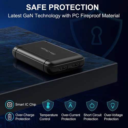 Vista 6 de Cargador de Pared USB Dual Plano, OKRAY Bloque de Carga Rápida 5v/3a con Enchufe Plegable, Adaptador de Cargador de Teléfono Extra-Delgado de 2