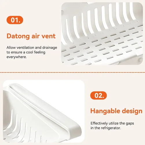 Vista 4 de Cyrank Organizador de cajones para refrigerador, cajón ajustable para refrigerador, caja de almacenamiento retráctil para refrigerador, estante