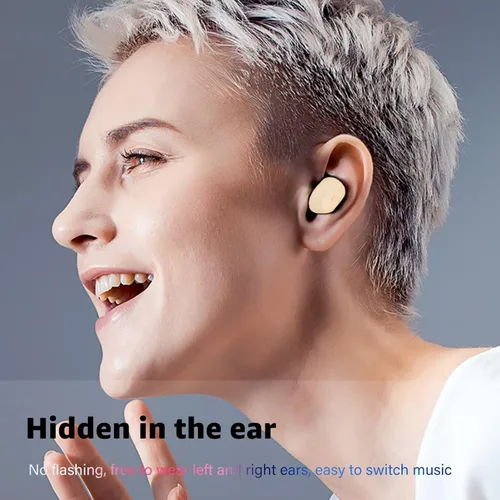 Vista 6 de Auriculares inalámbricos Bluetooth individuales, mini auriculares inalámbricos invisibles con Bluetooth, 12 horas de duración de la batería súper