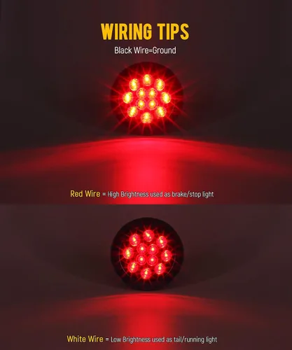 Vista 2 de Partsam 10 luces traseras LED redondas rojas de 3.9 in, 12 LED, montaje en brida de acero inoxidable, bisel cromado, resistente al agua, luces