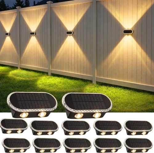 Vista 13 de Luces solares para valla al aire libre: paquete de 2 luces de pared